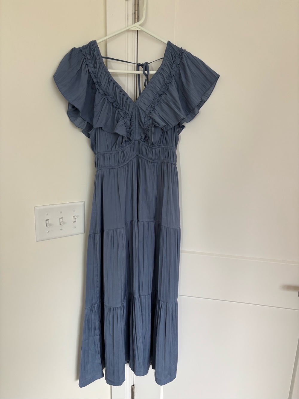 Anthropologie V-Neck Maxi Dress in Slate Blue